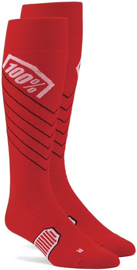100 Percent HI SIDE Thin Moto Sock Red front view premium motocross apparel