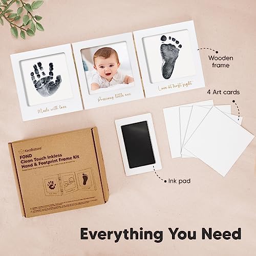 KeaBabies clean touch ink pad showing mess-free newborn footprint impression process.
