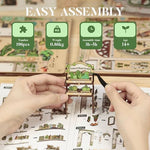 Fsolis 196 piece DIY wooden puzzle book nook kit box contents