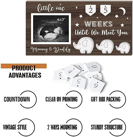 Yudarte sonogram frame displaying a four by three inch pregnancy photo on a tabletop.