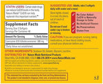Side view of authentic Nature Made CoQ10 dietary supplement showing gluten free and no artificial flavors claim.