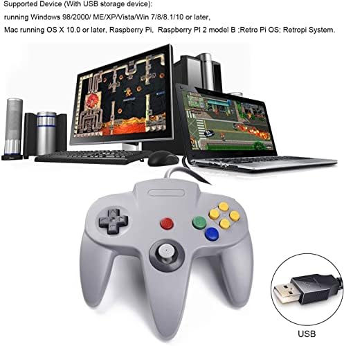 Full retail packaging layout of the two pack black and gray USB controllers for computer emulators