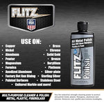 USA-made Flitz liquid metal restorer for polishing brass and aluminum surfaces