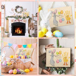 Completed baby footprint art ideas at home layout featuring the Hoppy Easter greeting design