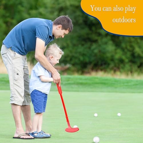 Child practicing golf with Dyienocs toy set