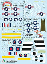 Close-up of the authentic waterslide decal sheet featuring six historical version markings.