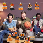 Basketball themed honeycomb table centerpieces setup