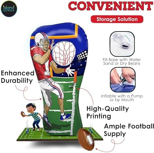 Island Genius Inflatable Football Target Toss Game kids backyard target practice setup