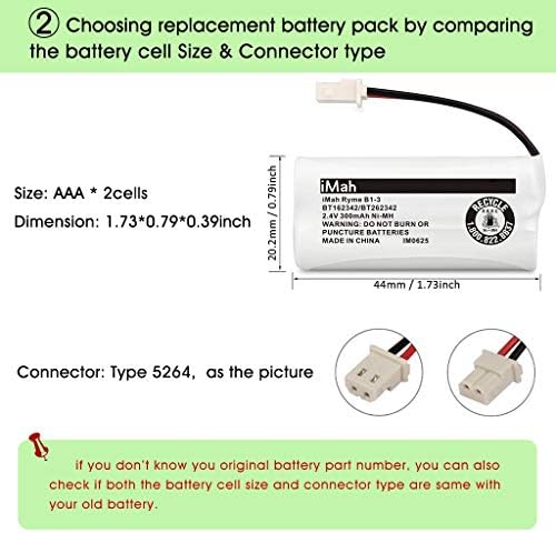 iMah nickel metal hydride telephone battery pack showing correct terminal wiring configuration.