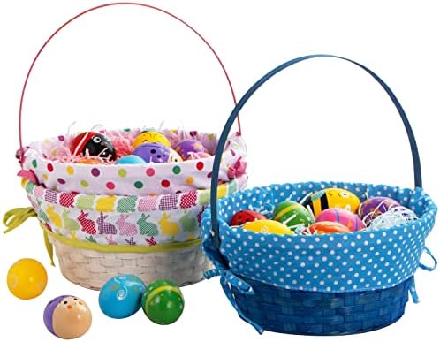 Child safe non toxic round Easter egg hunting buckets in three pastel colors