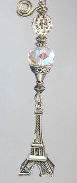 Trace Ellements silver metal Eiffel tower ceiling fan pull chain front view