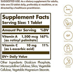 Solgar Dry Vitamin A dietary supplement bottle label