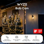 WYZE outdoor bulb camera showing the adjustable telescoping internal rod for pan and tilt customization.