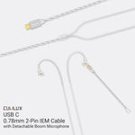 Cubilux IEM replacement cable close up of the 0.78mm 2-pin connectors