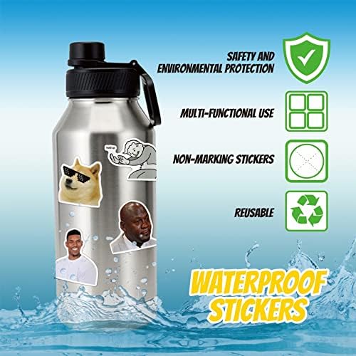 Premium waterproof vinyl meme decals spread out to show non-repeating pop culture designs.