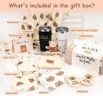 Amgkonp baby shower pregnancy gift set showing the soft cotton romper and swaddle blanket layout.