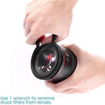 Professional camera lens filter removal tool set for photographers