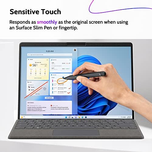 Peslv matte privacy film applied perfectly on a 13 inch Microsoft Surface Pro tablet device