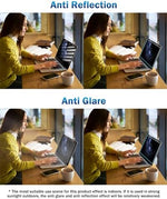 Anti glare matte screen protector overlay reducing glare on a laptop display
