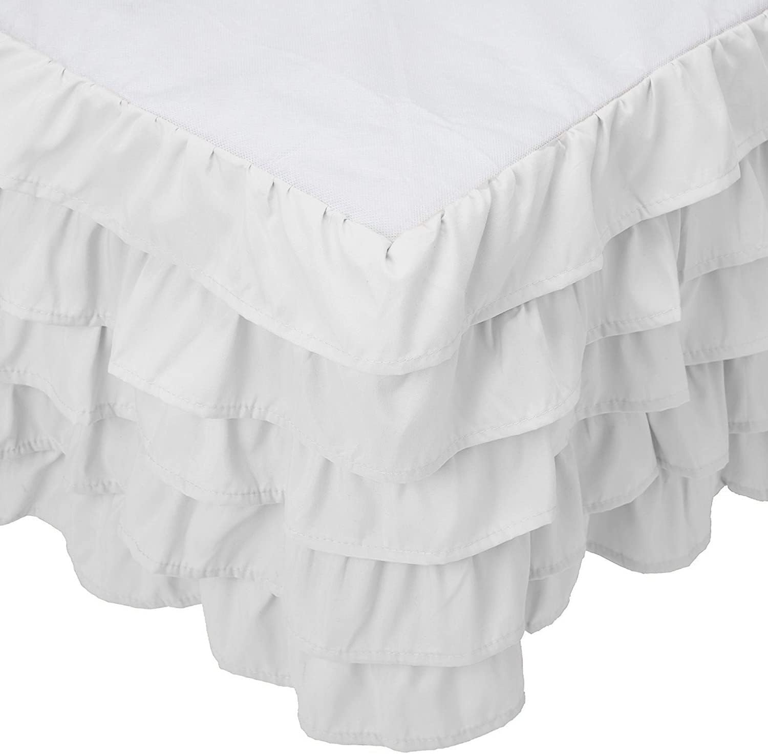 Elegant Comfort Leila Collection Snowy White Full Bed Skirt front view