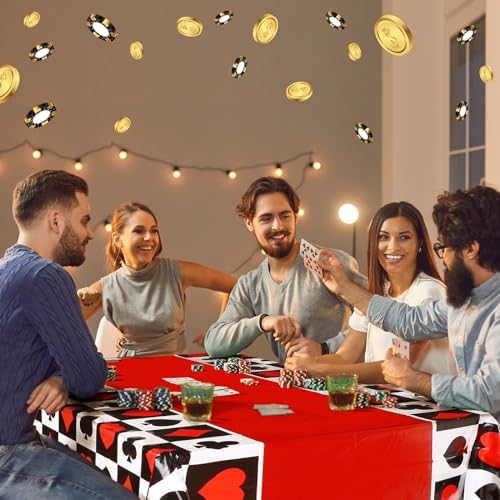 Premium imported plastic poker table cover set showing packaging details and vibrant color scheme.