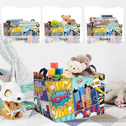 Clastyle 36 Litre anime themed storage basket showing sturdy fabric carrying handles