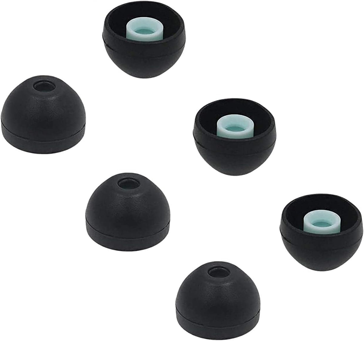 Package of 3 pairs black silicone tips for audio accessories