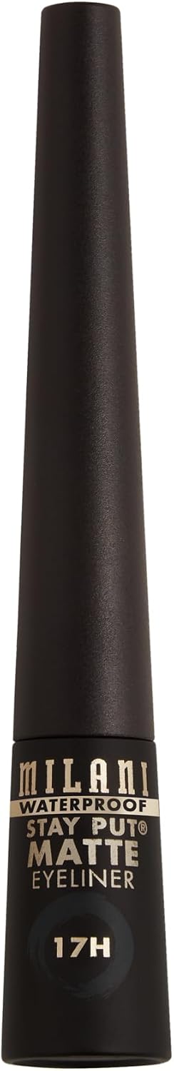 True black matte waterproof liquid eyeliner brush tip demonstration