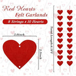 Close up of the pre assembled red felt hearts showing the soft premium fabric material texture.