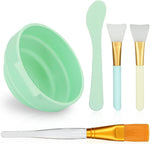 Plazuria Face Mask Mixing Bowl Set front view featuring the green silicone bowl and matching application brushes