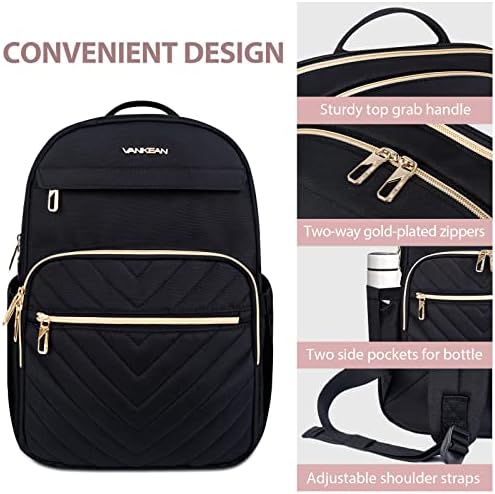 Vankean quilted fashion daypack showing the integrated luggage strap securely placed over a suitcase handle.