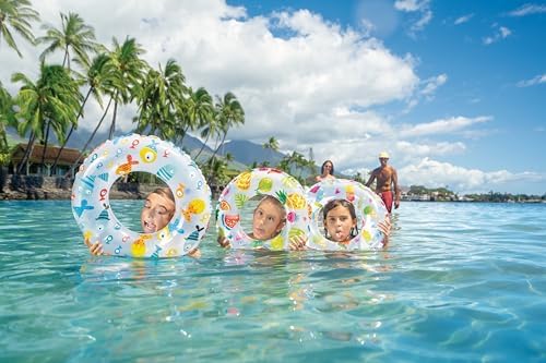 Inflatable Intex swim ring with colorful graphics for summer pool fun