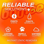 Bounce Outdoor Fresh scent fabric refresher and static remover for travel.