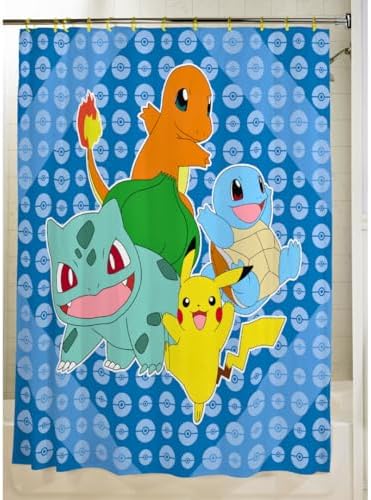 Packaging view of the authentic Franco Pokemon thirteen piece bathroom decor set showing official merchandise licensing.
