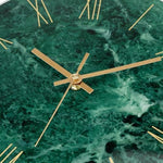 Lumuasky Tempered Glass Modern Wall Clock, Marble Design 12 Inch Silent Non-Ticking Quartz Battery Operated Decorative Round Easy to Read Clock for Home Decor (Emerald, Roman Numerals) - Image 5