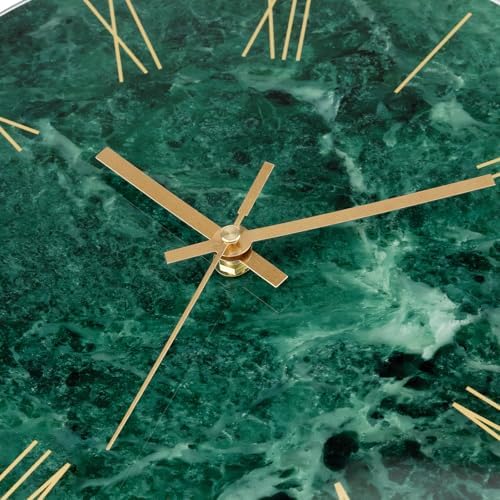 Lumuasky Tempered Glass Modern Wall Clock, Marble Design 12 Inch Silent Non-Ticking Quartz Battery Operated Decorative Round Easy to Read Clock for Home Decor (Emerald, Roman Numerals) - Image 5