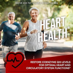 Premium imported USA heart health supplement softgels spilled next to bottle