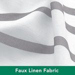 The silver grey dancing lines pattern on the white background of the Biscaynebay fabric bathroom curtain.