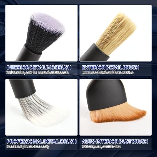 Precision car interior brush detailing narrow automotive air conditioning vents.