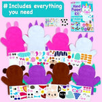 Close up of pre-cut felt unicorn puppet pieces