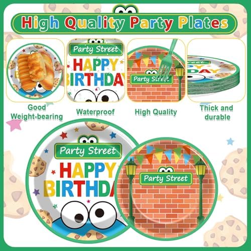Party street themed napkins and disposable forks for birthday celebrations