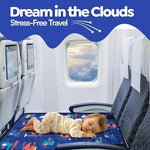 Close up of the Teamko toddler flight bed bundle including the colorful educational books and travel quilt.