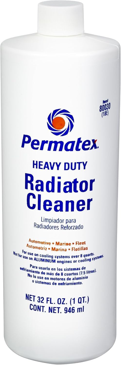 Permatex Heavy Duty Radiator Cleaner 1 Quart front view bottle for automotive cooling system flush