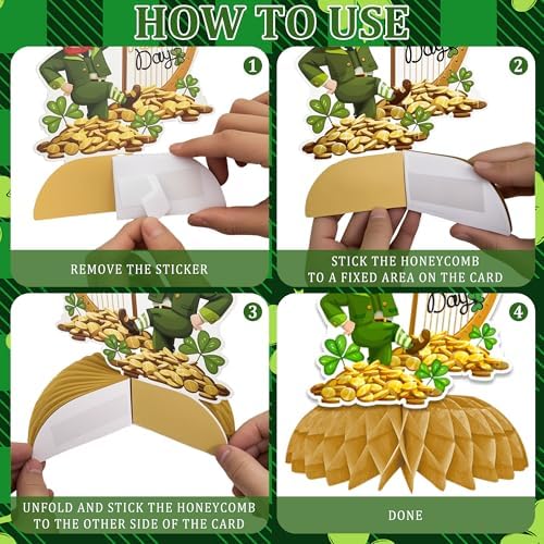 Close up of shamrock and leprechaun honeycomb centerpiece design