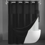 SORTTO No Hook Slub Textured Shower Curtain front view hanging in a modern bathroom.