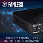 TRENDnet 6 Port desktop switch side profile showing the fanless ventilation slots