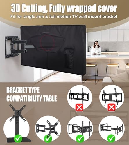 IC ICLOVER Outdoor TV Cover 60-65 inch, 600D Heavy Duty Waterproof TV Protector with 3 Sides Full Zipper, Fits up to 58.5"W×35"H, Weatherproof Outside Television Covers Enclosure for Flat Screen TVs - Image 7
