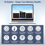 Detailed close up of the safety circuit board on a premium internal laptop battery replacement.