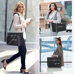 Interior view of RAINSMORE laptop briefcase showcasing ten organized storage pockets.