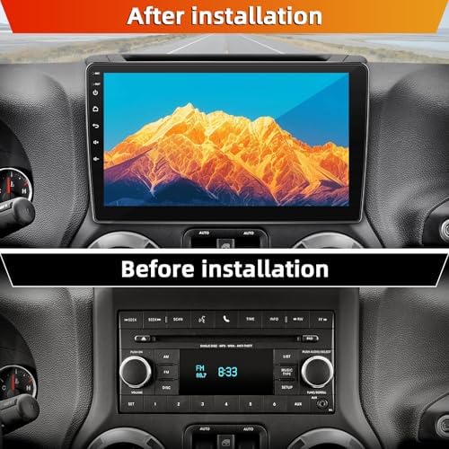 Side profile of Kobanoica 10 inch Android car stereo for Jeep Wrangler.